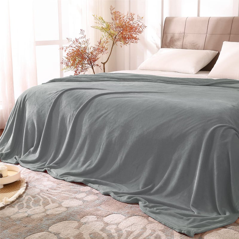 BEDELITE Fleece Blankets King Size for Bed, Luxury Plush Cozy Fuzzy Blanket 108x90 inches, Super Soft Warm Lightweight Throw Blanket All Seasons Suitable, Grey - Image 1